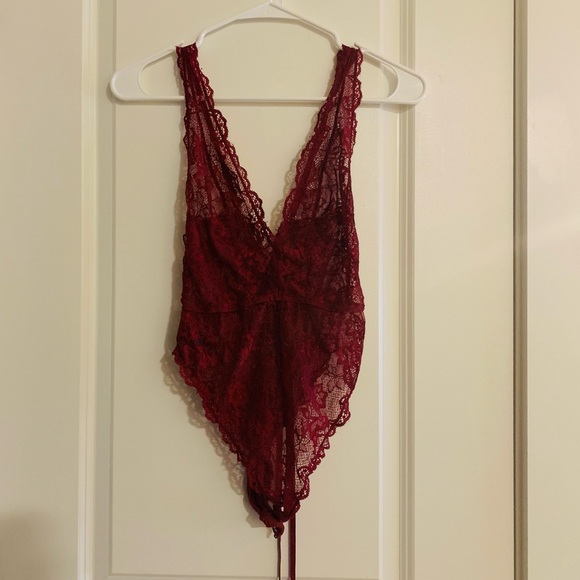 ASOS Blair High Leg Lace Bodysuit with Lace Up Back - Picture 3 of 7